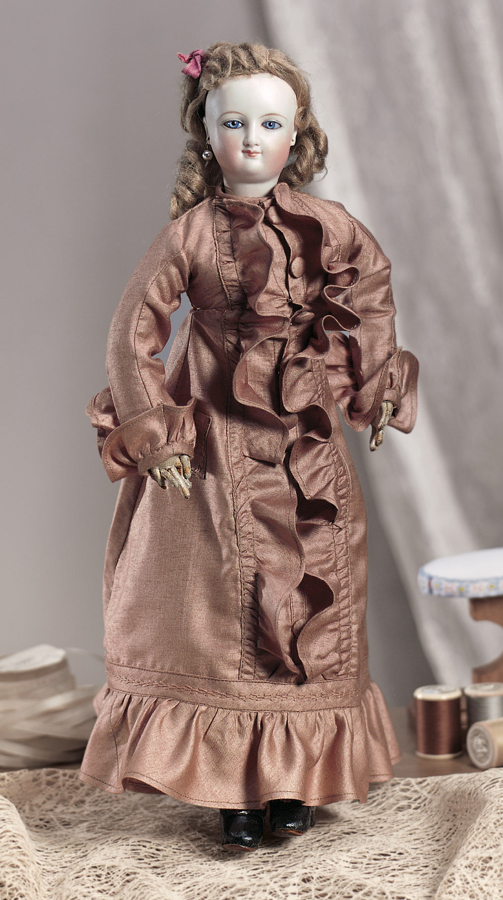 Brown Silk Lady Doll Gown Brown Silk Lady Doll Gown