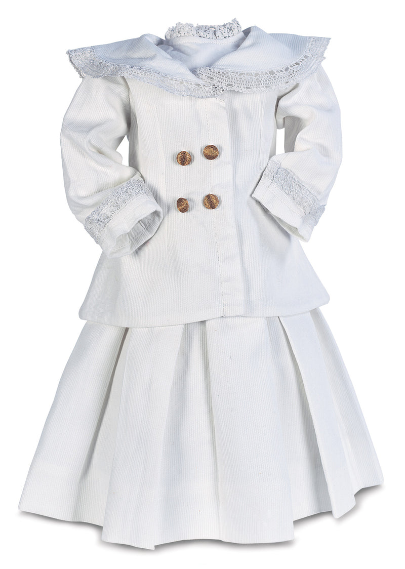 Three Piece White Pique Mariner Suit