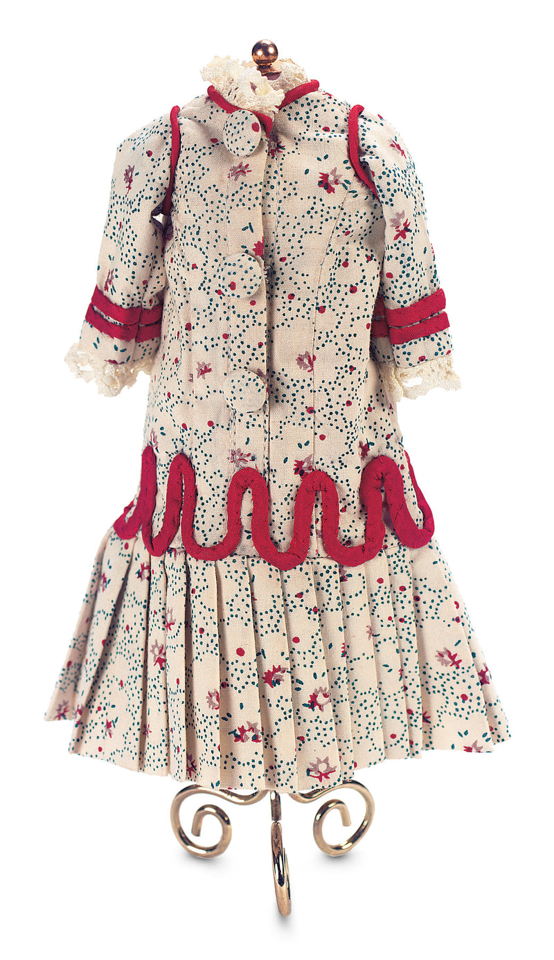 Dainty Cotton Print Dress With Red Trim