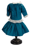 Teal Blue Silk Dropped Waist Dress