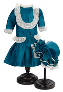 Teal Blue Silk Dropped Waist Dress