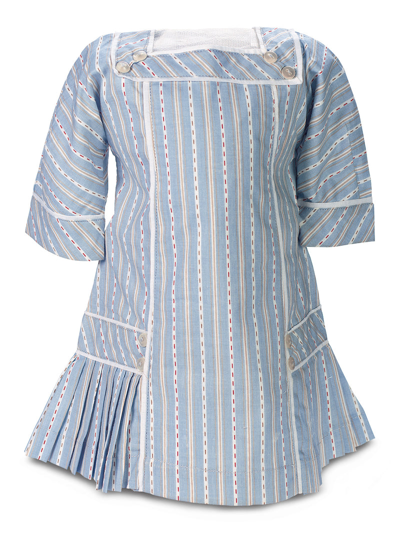 Blue Cotton Striped Dress