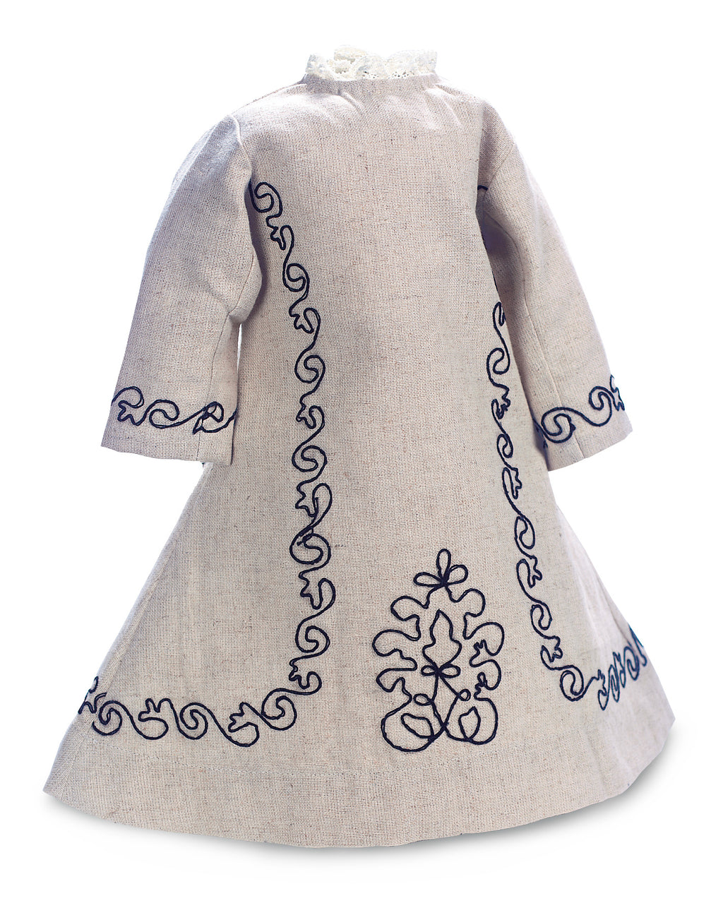 Linen Like Cotton Dress With Black Soutache Embroidery Linen Like Cotton Dress With Black Soutache Embroidery