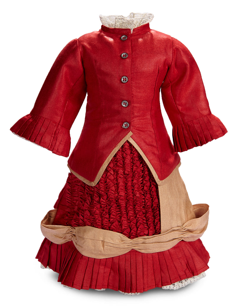 Fine Red Silk Ensemble with Elaborate Skirt