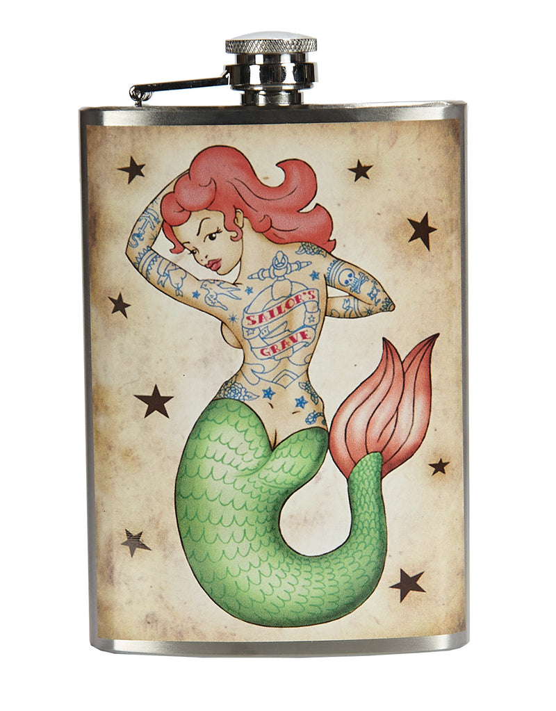 Tattooed Mermaid Flask