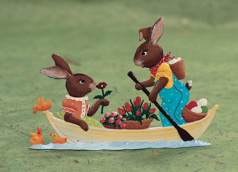 Bunny Boating Couple, in Bavarian Pewter