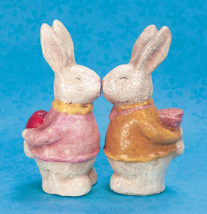 Bunny Bliss, A Pair of Paper Mache Easter Bunnies