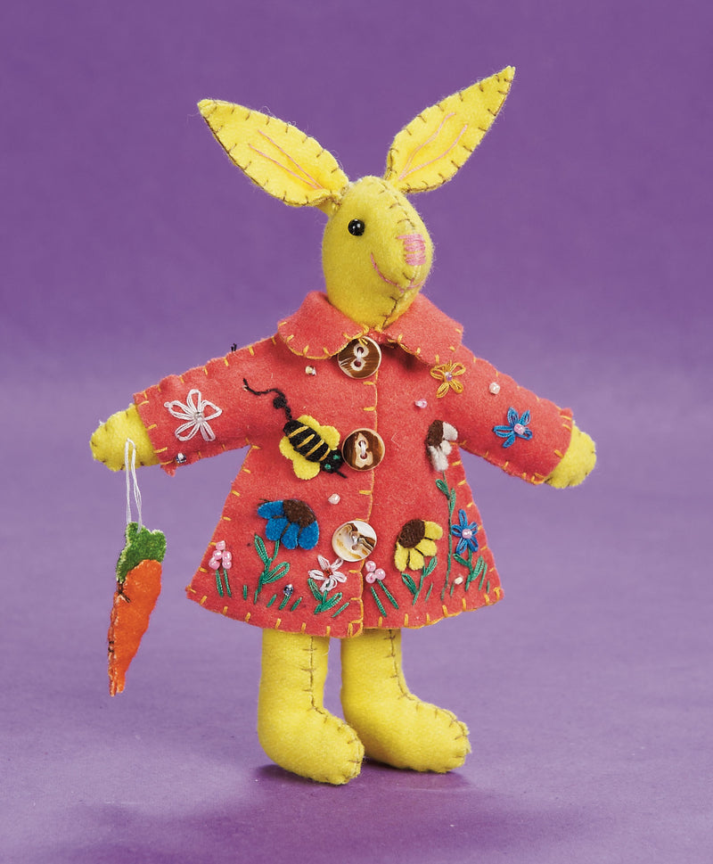 Yellow Bunny in Pink Coat Dress