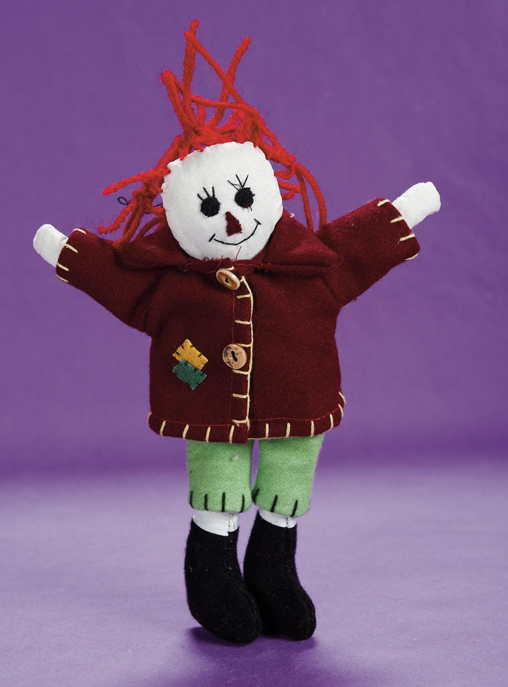 Raggedy Cloth Doll in Brown Coat