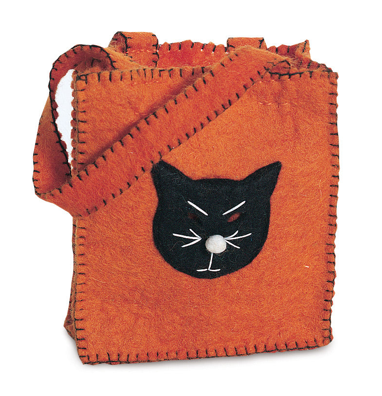 Orange Candy Bag with Black Cat