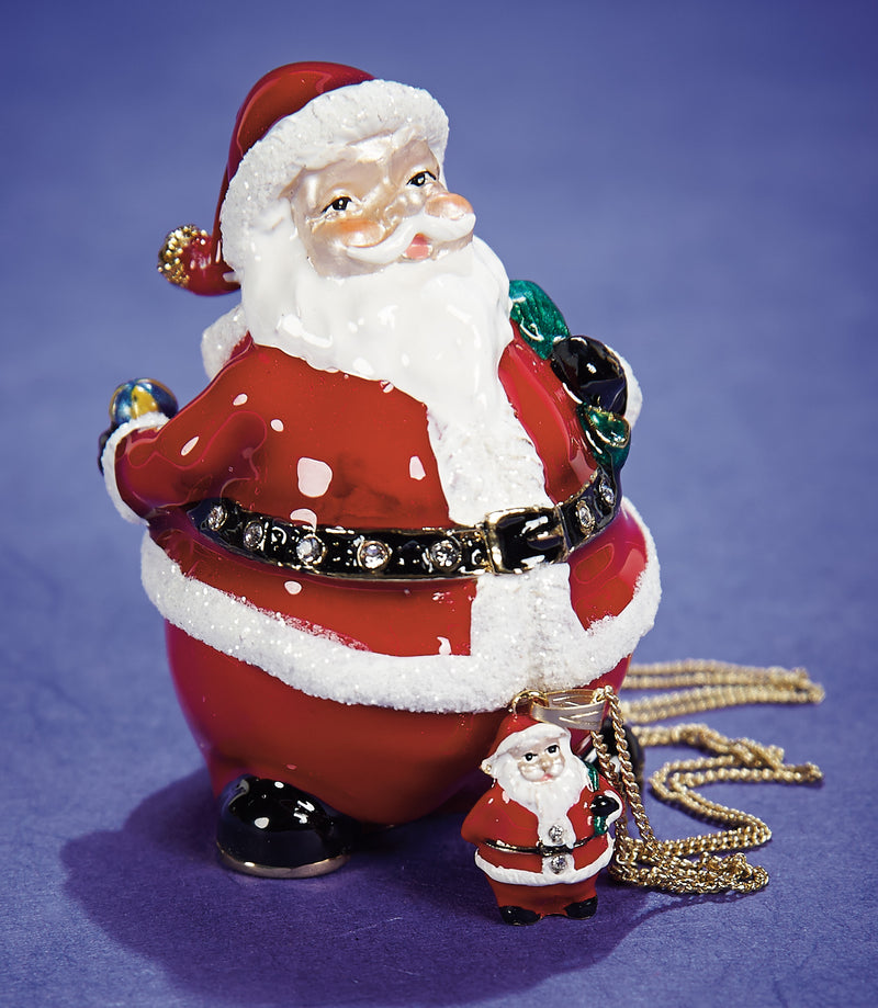 Jolly Santa Trinket Box with Necklace