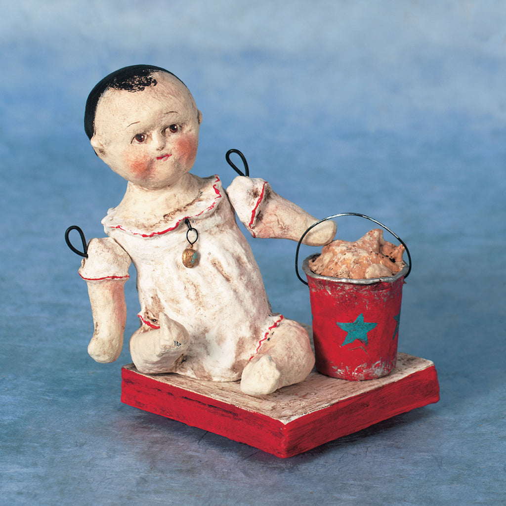 Vintage SeaShell Lady Doll Figurine Hand Made Folk Art 7” Tall