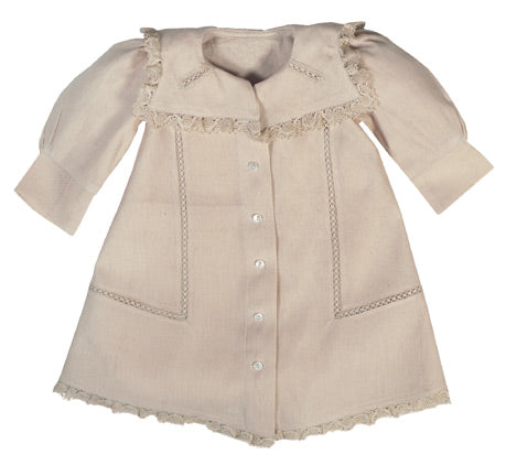 Cream Linen-Weave Coat Dress