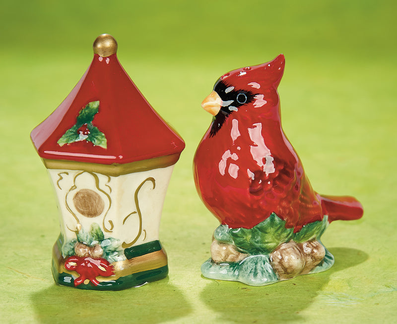 Cardinal and Birdhouse Salt and Pepper Shakers