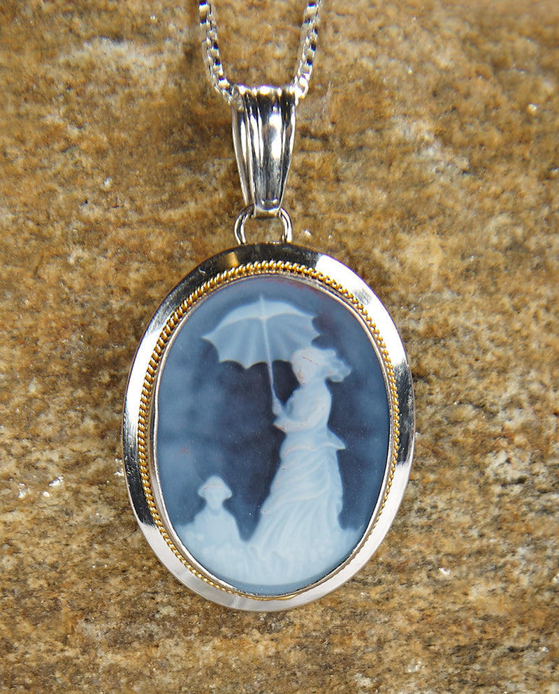 Woman with a Parasol by Monet Cameo Necklace