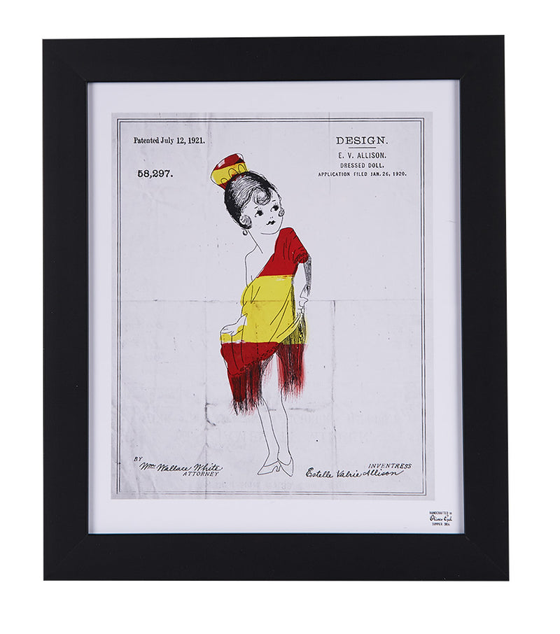 Dressed Doll Patent Sketch Framed Print