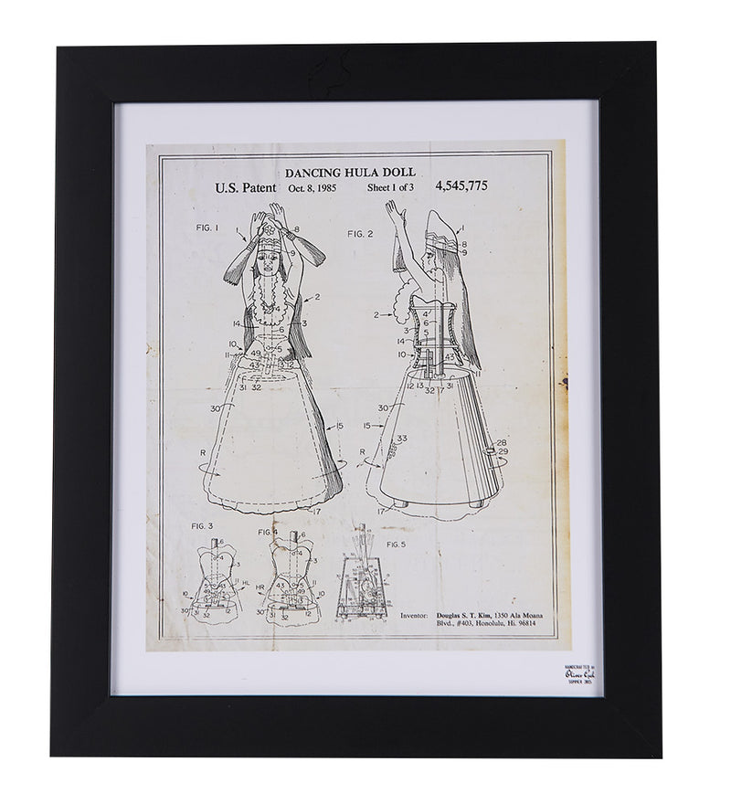 Hula Doll Patent Sketch Framed Print