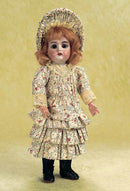 Cotton Print Dress With Three Tiered Ruffled Skirt and Bonnet