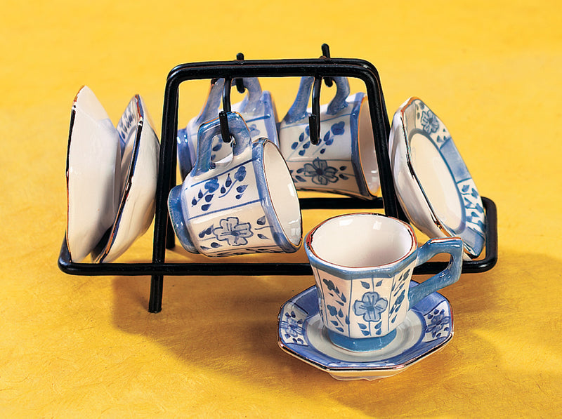Blue and White Willow Mini Porcelain Service For Four