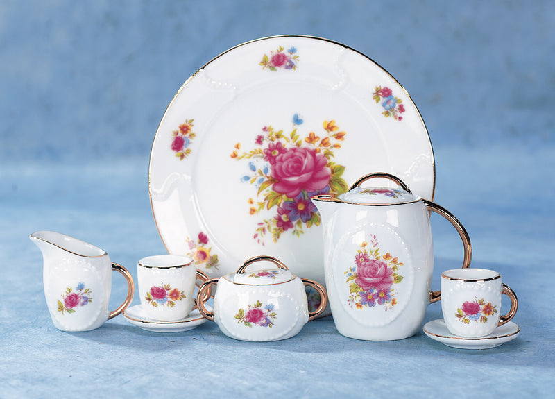 English Garden Beaded Porcelain Tea Set