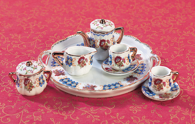 Cross-Hatched Mini Porcelain Tea Set