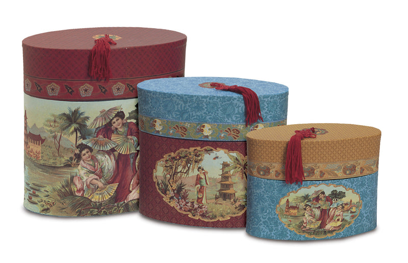 Oriental Oval Stacking Boxes