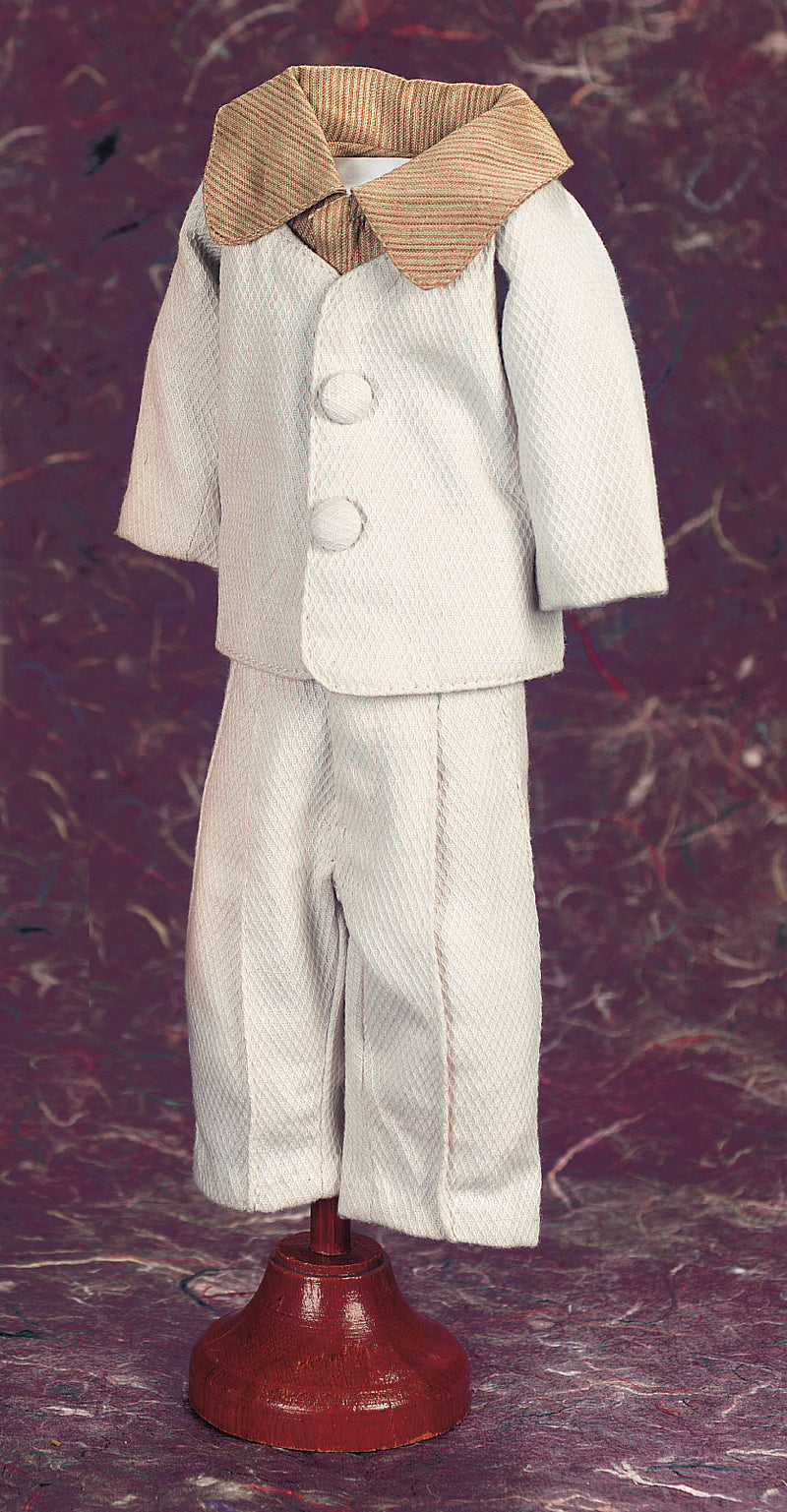 Boy's White Pique Suit With Silk Shirt
