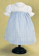 White Cotton Voile Dress With Blue Pinafore