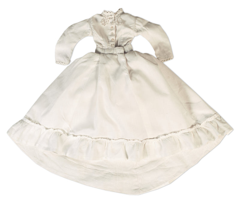 White Cotton Day Dress for Lady Doll