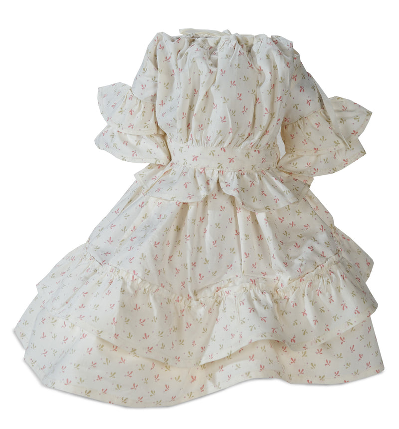 Cream Cotton Print 2 Piece Gown