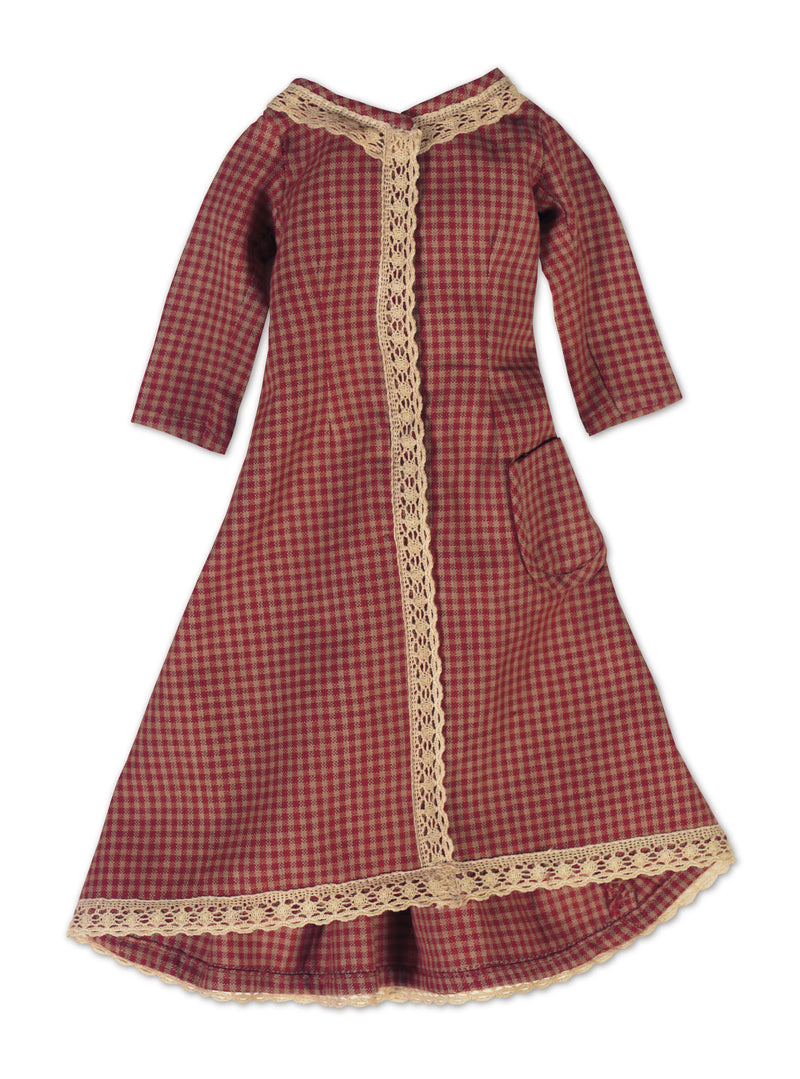 Cotton Plaid Day Dress for Lady Doll