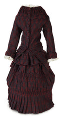 Maroon French Fashion 2 Piece Silk Ensemble for Lady Doll