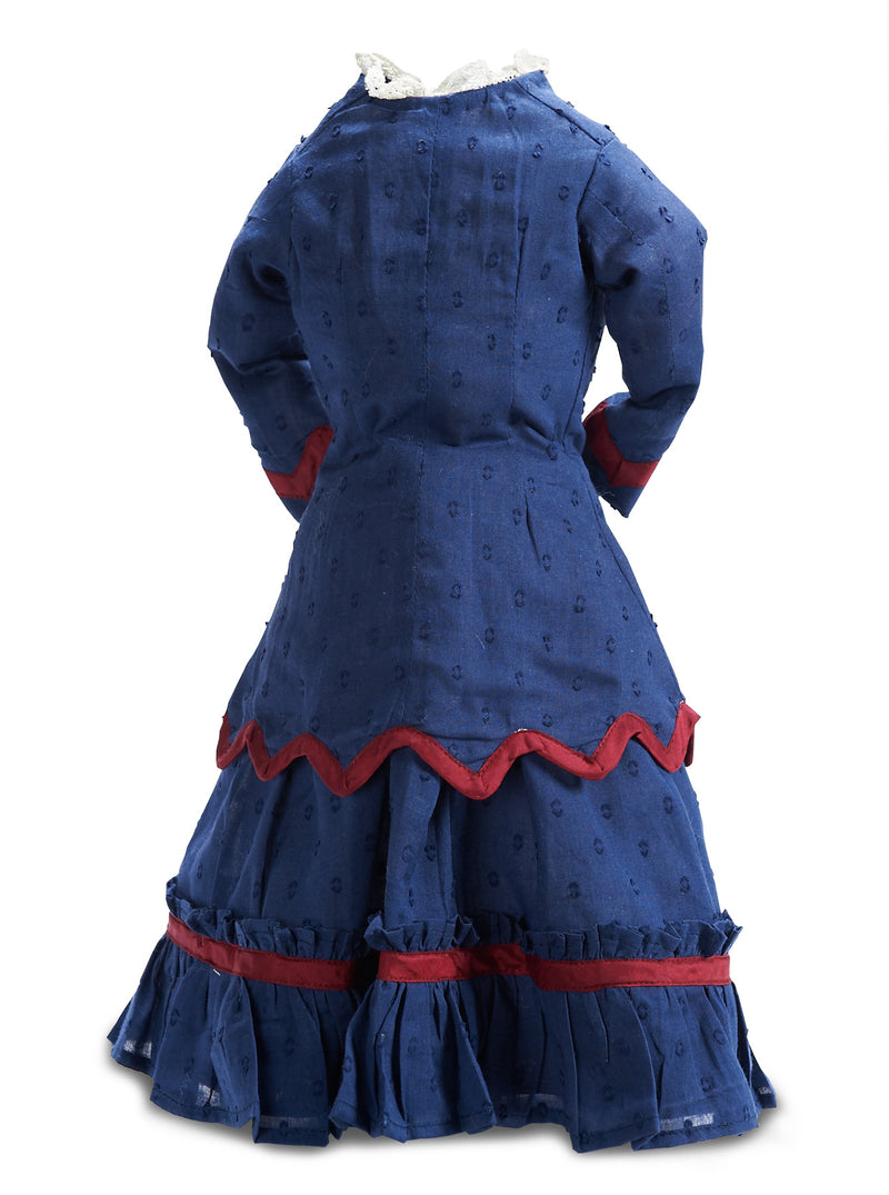 Navy Blue Dotted Swiss Two-Piece Lady Doll Gown