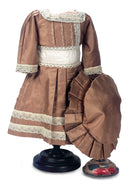 Sand Brown Silk Dress with Abundant Lace