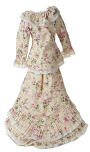 Tan With Flowered Print Lady Doll Fashion Gown