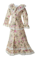 Tan With Flowered Print Lady Doll Fashion Gown