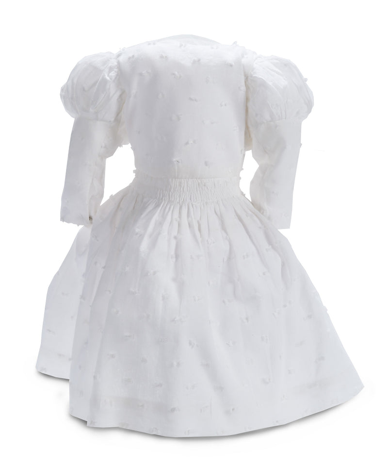 White Cotton  Lady Doll Dress With Juliette Sleeves