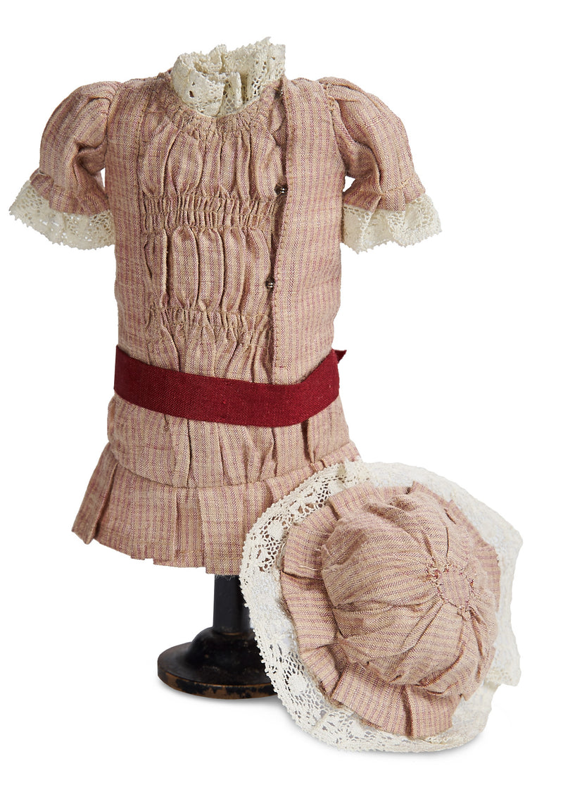 Red And White Cotton Dress With Hat