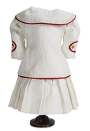 White Two Piece Dress With Red Piping