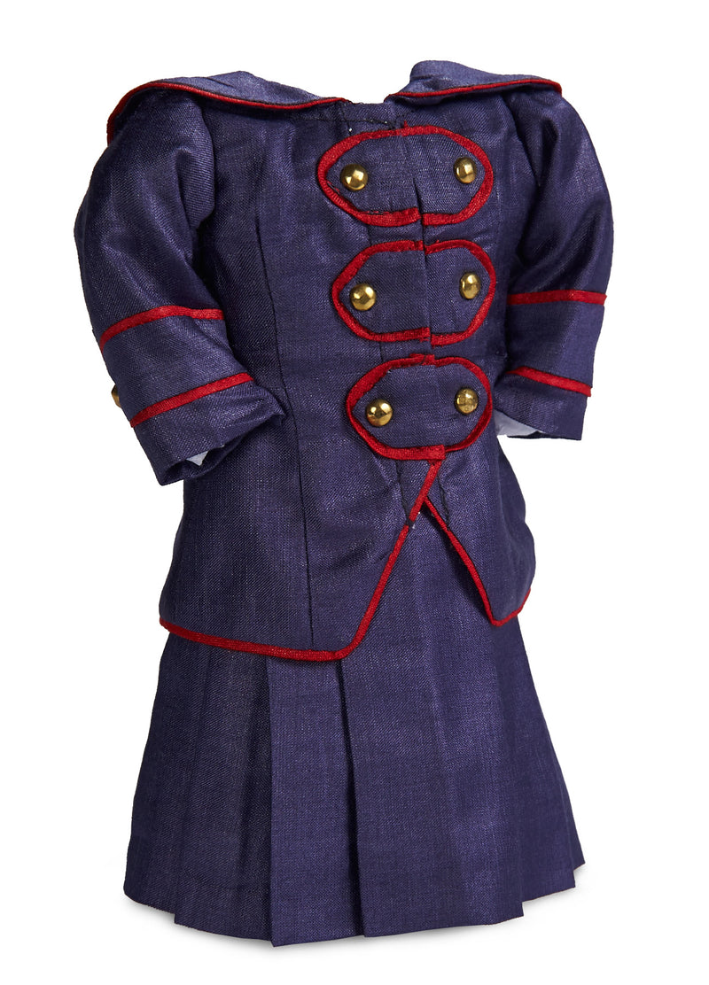 Navy Two Piece Dress With Red Piping