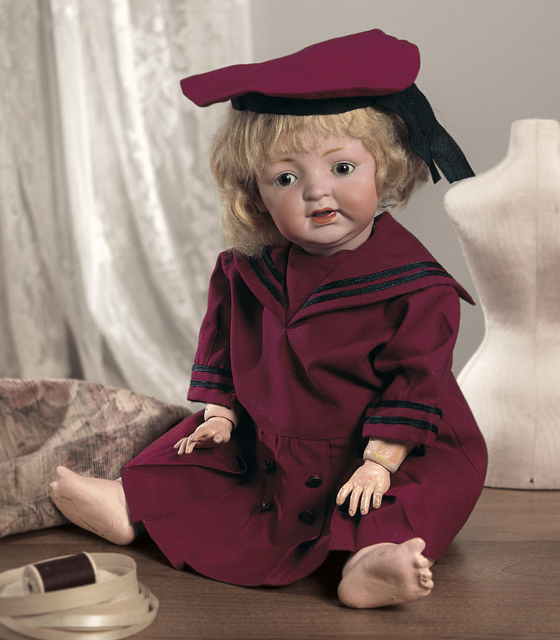 Maroon Toddler Sailor Suit with Cap