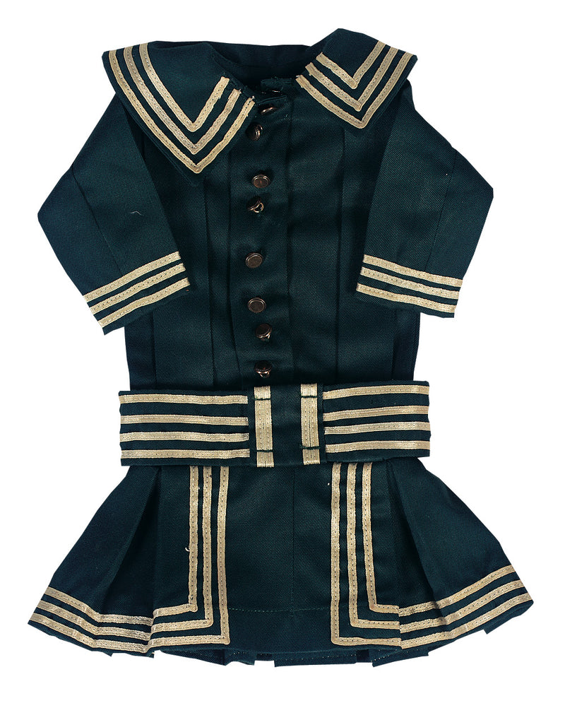 Twill Sailor Dress in Forest Green
