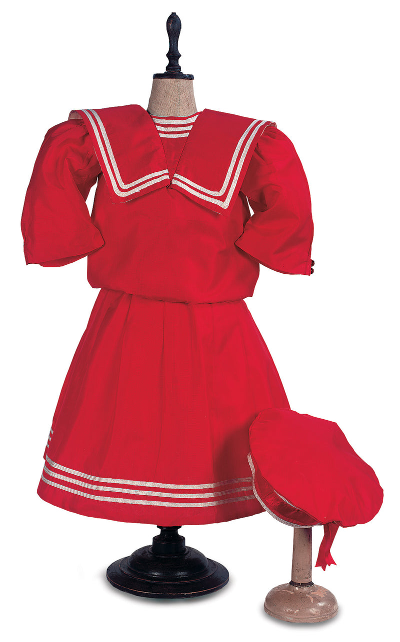 Red Silk Sailor Dress & Cap Red Silk Sailor Dress & Cap
