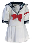 White Cotton Two Piece Sailor Ensemble
