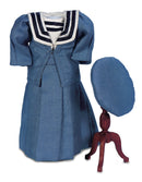 Smoke Blue Polished Silk Sailor Ensemble with Cap