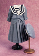 Smoke Blue Polished Silk Sailor Ensemble with Cap