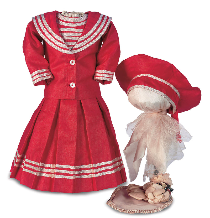 Red Silk Sailor Style Costume and Cap