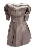 Grey Striped Silk Middy Style Dress