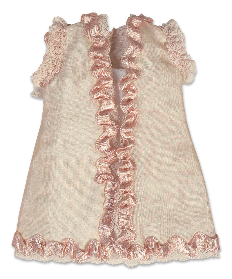 Patterened Peach Silk Mignonette Dress