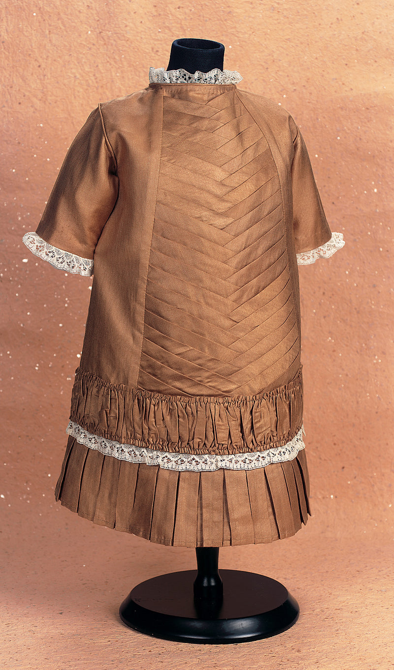 Bronze Gold Silk Dress With Lattice Design